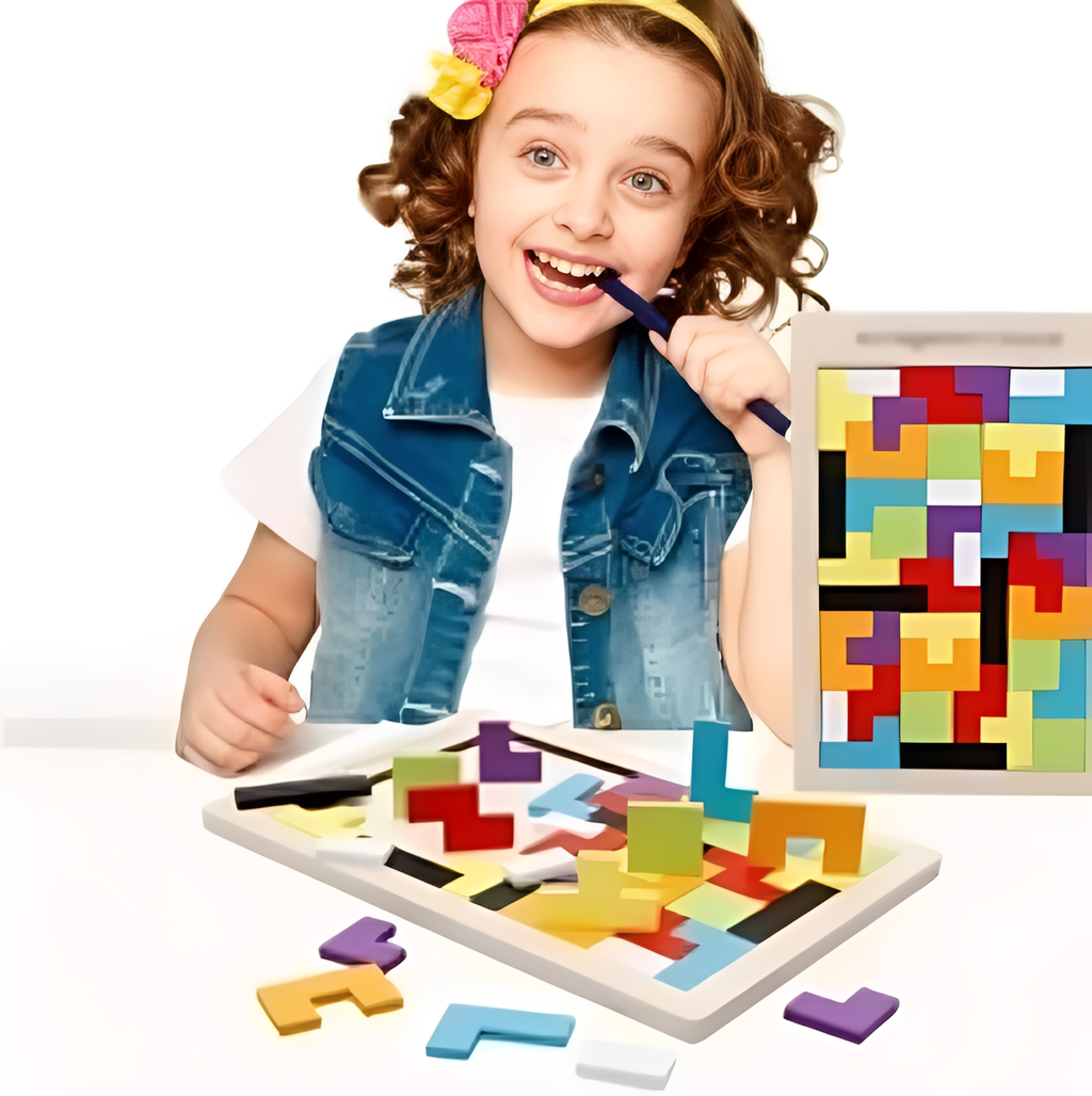 Quebra-Cabeça Tetris Madeira Montessori - Imagem 5 - 4+ anos - Santos SP