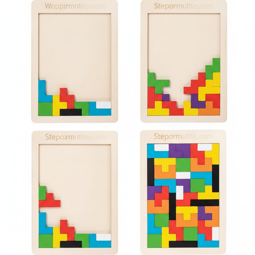 Quebra-Cabeça Tetris Madeira Montessori - Brinquedo Educativo para TDAH - Santos SP